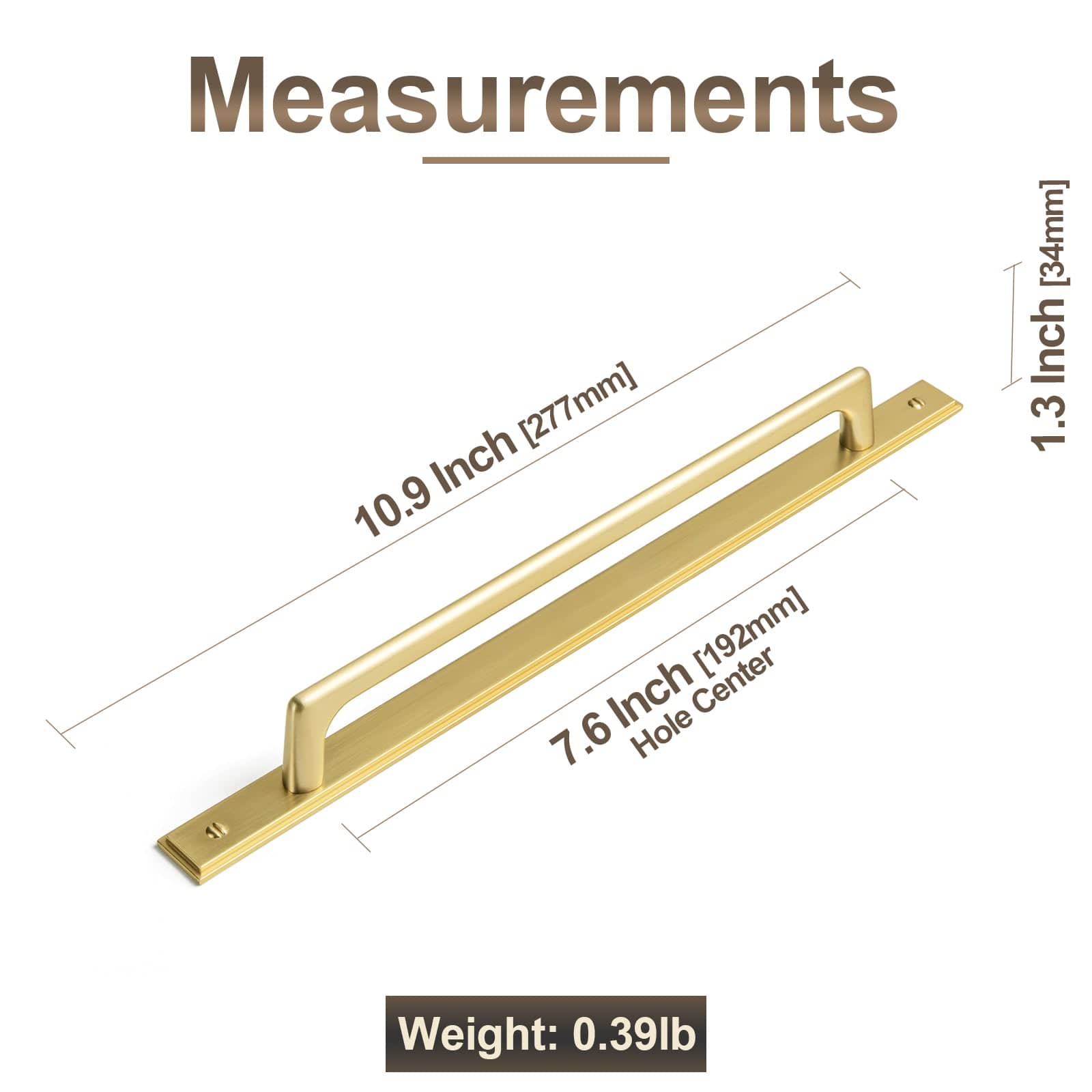 Goo-Ki 2 Pack Classic Cabinet Bar Pulls with Back Plate Zinc Alloy Cabinet Handle with Long Back Plate