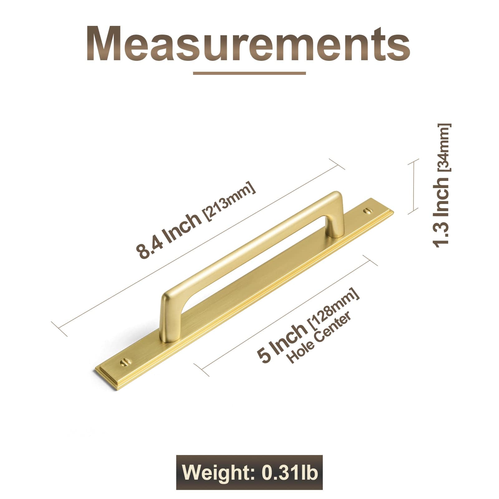 Goo-Ki 2 Pack Classic Cabinet Bar Pulls with Back Plate Zinc Alloy Cabinet Handle with Long Back Plate