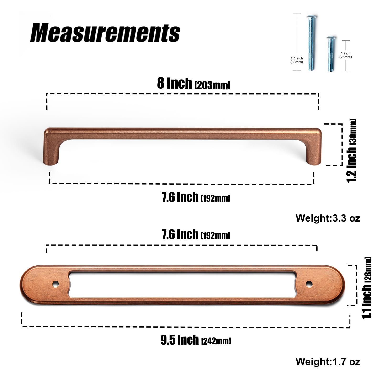 Goo-Ki 2 Pack Classic Cabinet Bar Pulls with Back Plate Zinc Alloy Cabinet Handle with Long Back Plate