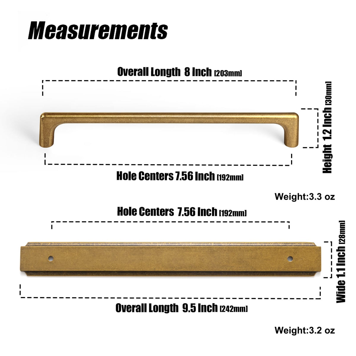 Goo-Ki 2 Pack Classic Cabinet Bar Pulls with Back Plate Zinc Alloy Cabinet Handle with Long Back Plate