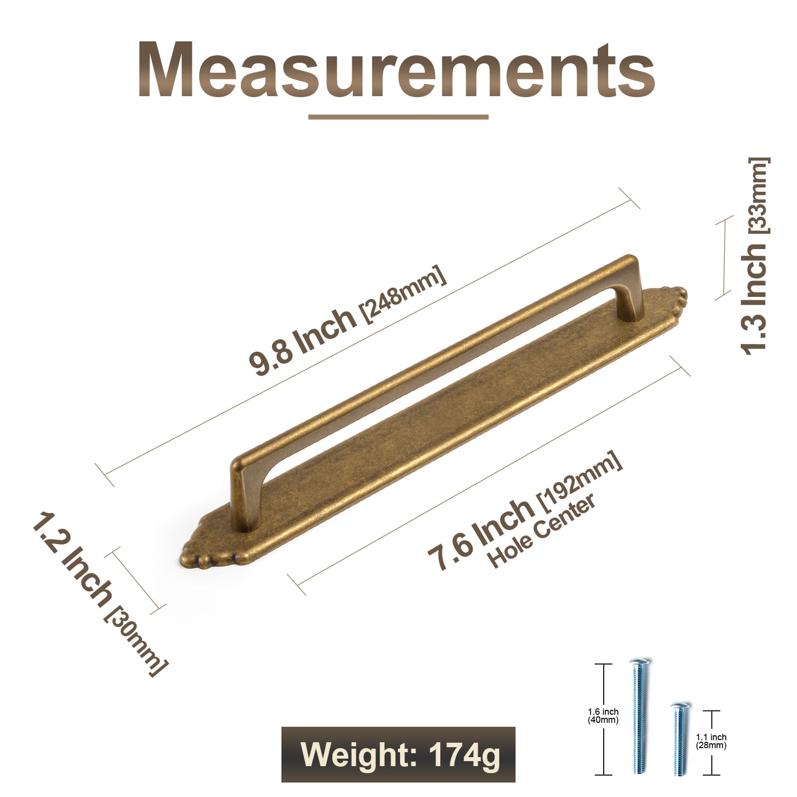 Goo-Ki 2 Pack Decorative Cabinet Bar Pulls with Back Plate Zinc Alloy Cabinet Handle with Long Back Plate