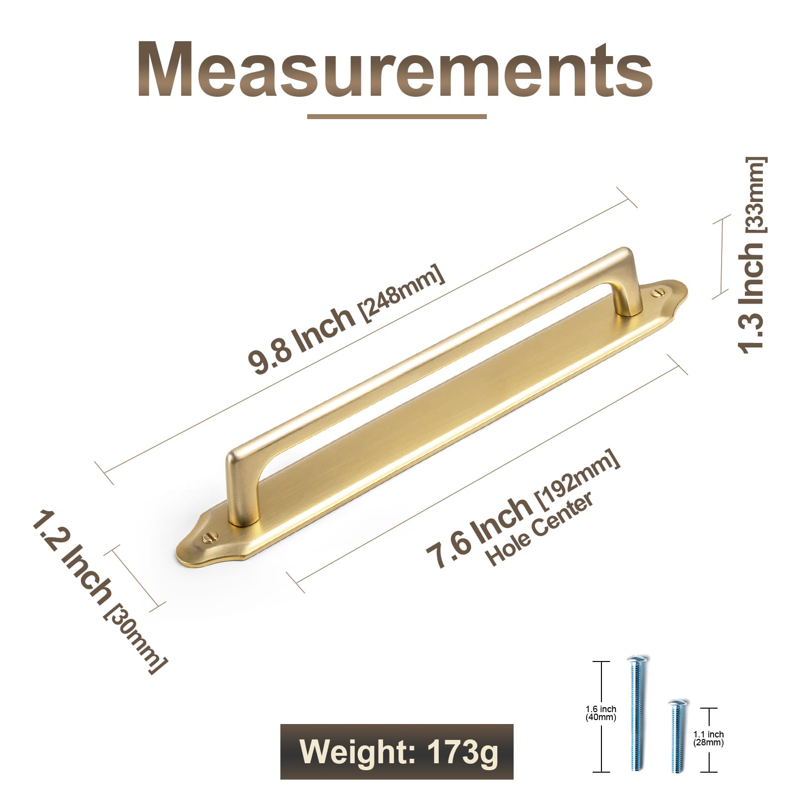 Goo-Ki 2 Pack Decorative Cabinet Bar Pulls with Back Plate Zinc Alloy Cabinet Handle with Long Back Plate
