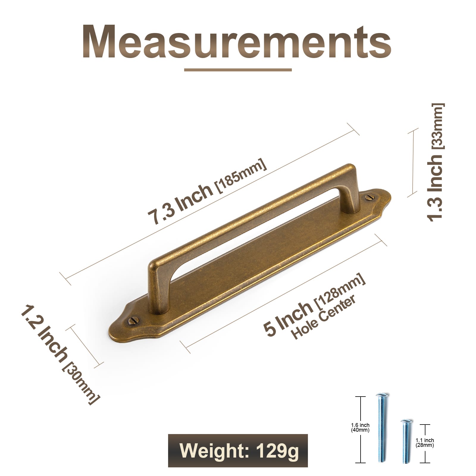 Goo-Ki 2 Pack Decorative Cabinet Bar Pulls with Back Plate Zinc Alloy Cabinet Handle with Long Back Plate