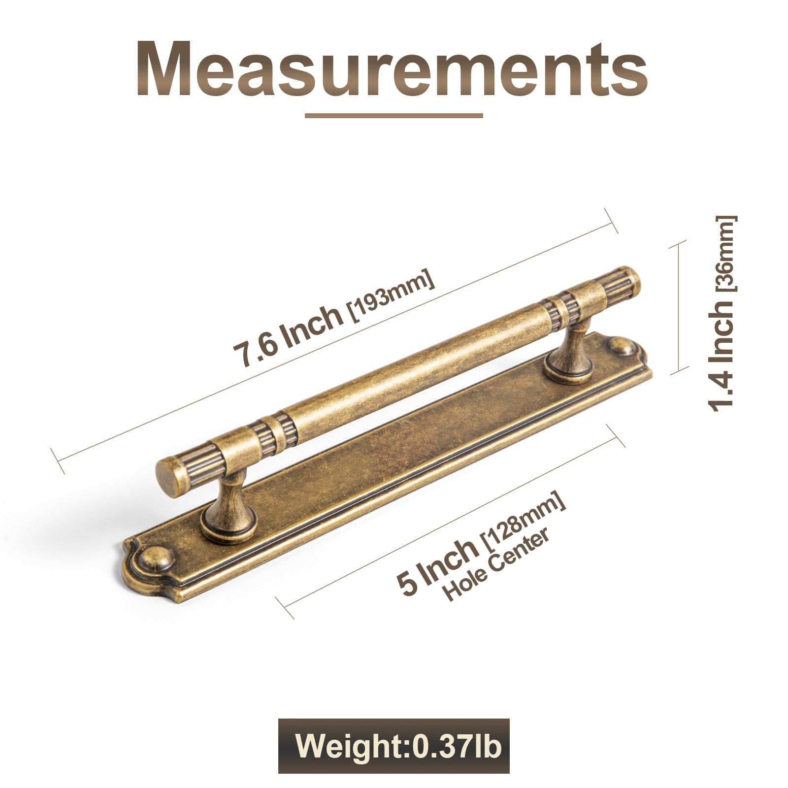 Goo-Ki 2 Pack Elegant Linear Shape Cabinet Handles Zinc Alloy Drawer Pulls with Back Plate