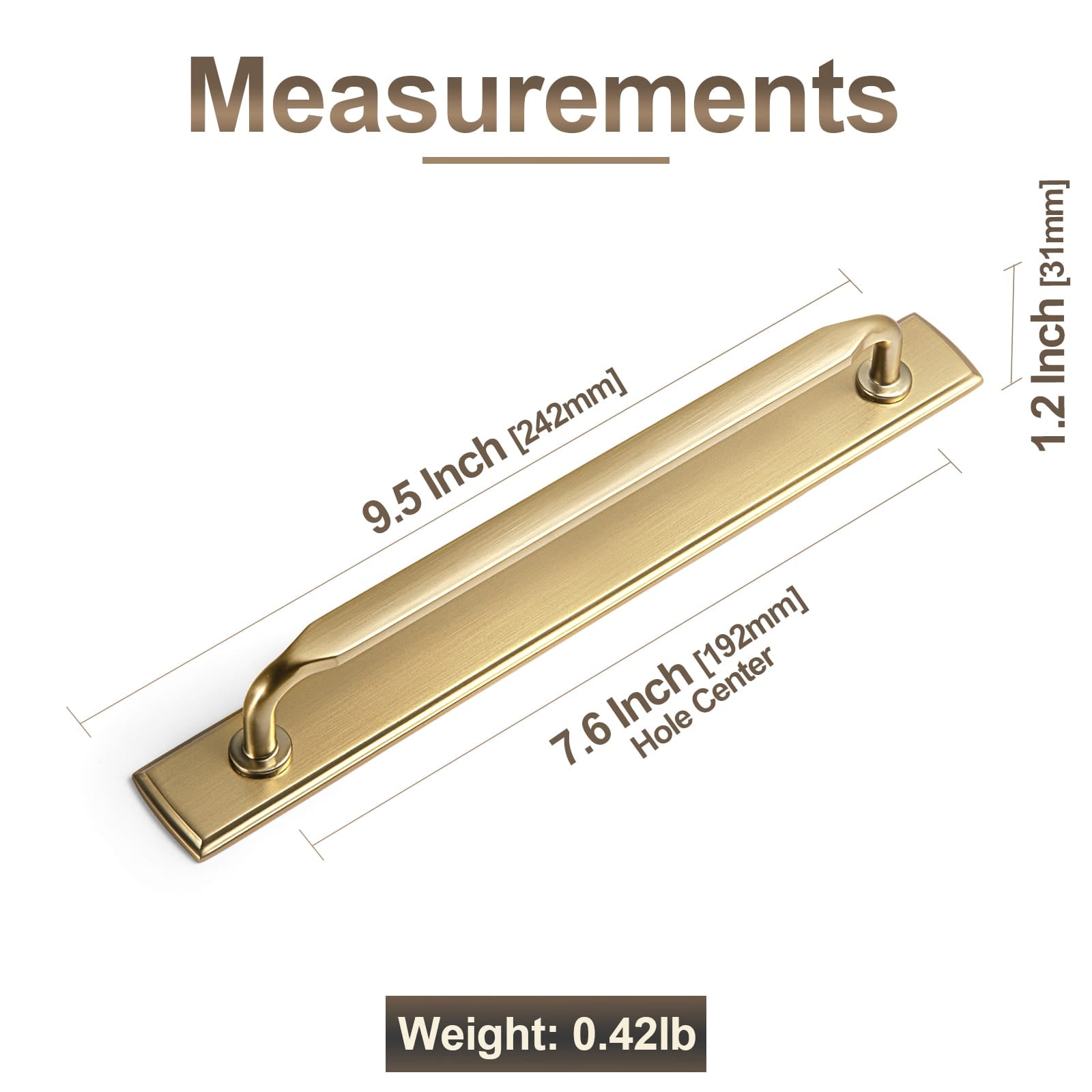 Goo-Ki 2 Pack Elegant Vintage Zinc Alloy Cabinet Handles with Long Backplate, Classic Furniture Hardware for Cabinets, Wardrobes & Dressers