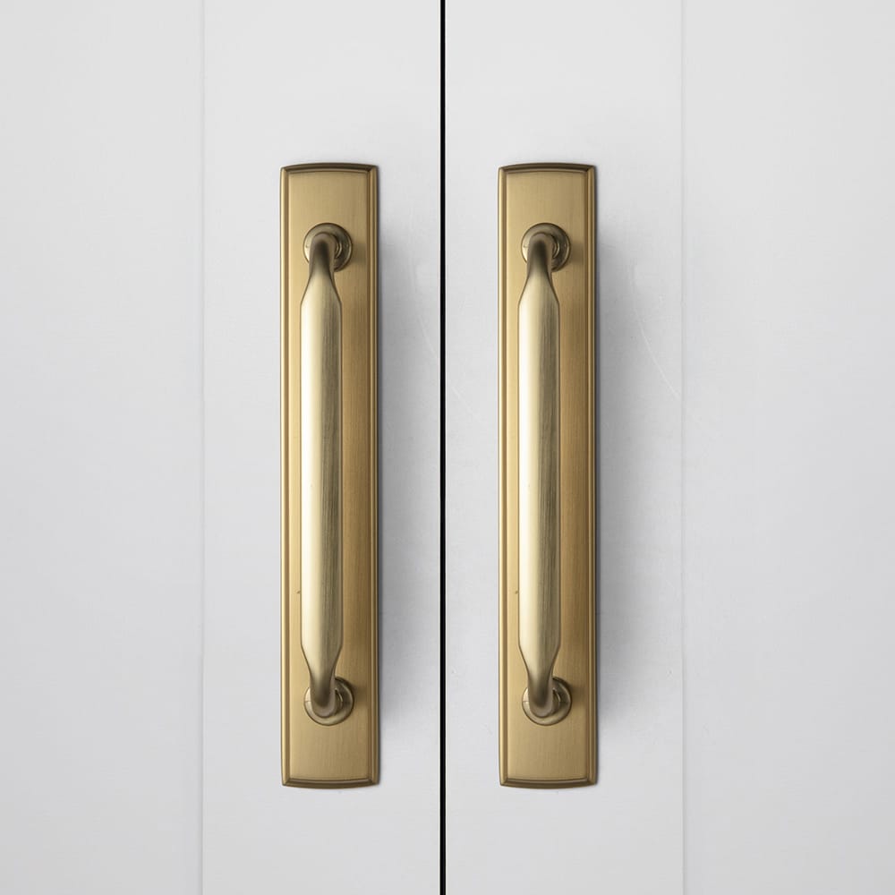 Goo-Ki 2 Pack Elegant Vintage Zinc Alloy Cabinet Handles with Long Backplate, Classic Furniture Hardware for Cabinets, Wardrobes & Dressers