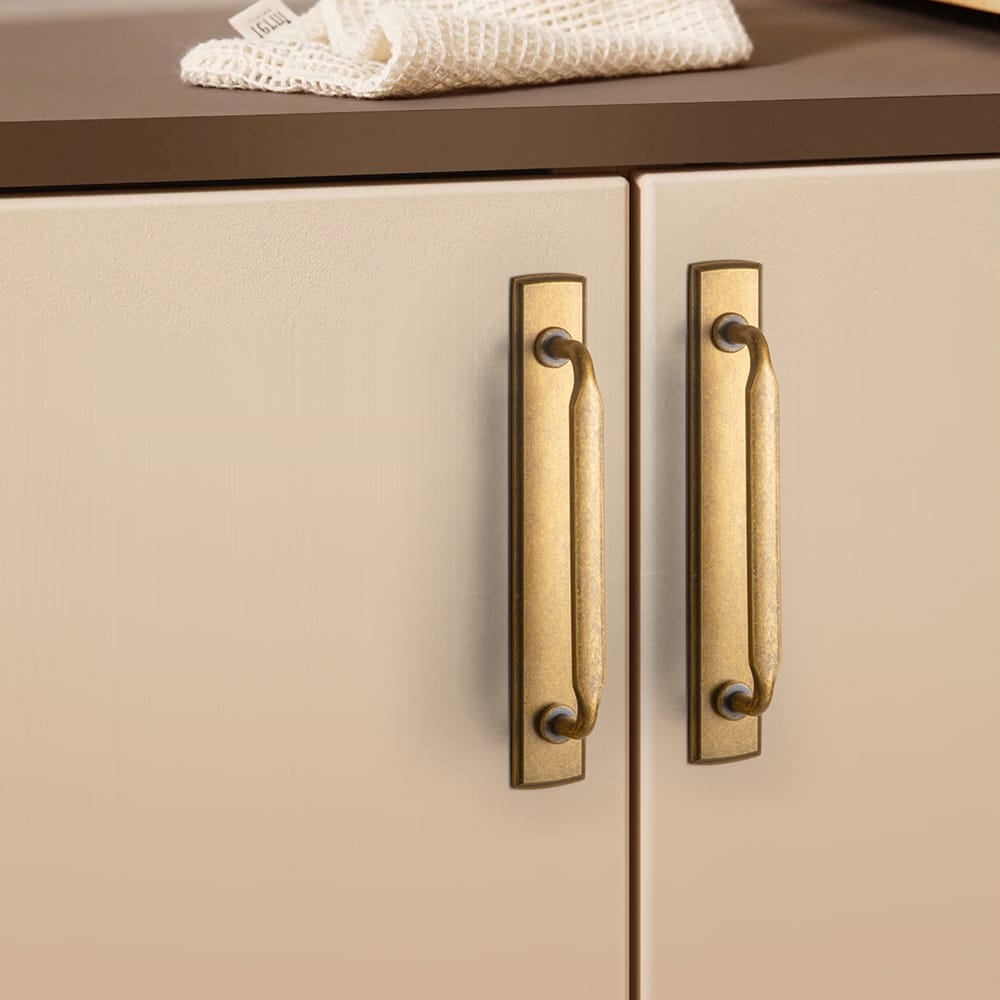 Goo-Ki 2 Pack Elegant Vintage Zinc Alloy Cabinet Handles with Long Backplate, Classic Furniture Hardware for Cabinets, Wardrobes & Dressers