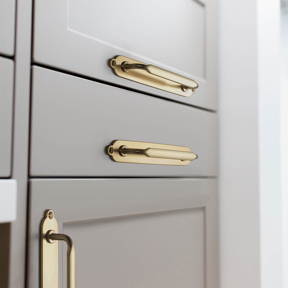 Goo-Ki 2 Pack Elegant Vintage Zinc Alloy Cabinet Handles with Long Backplate, Classic Furniture Hardware for Cabinets, Wardrobes & Dressers