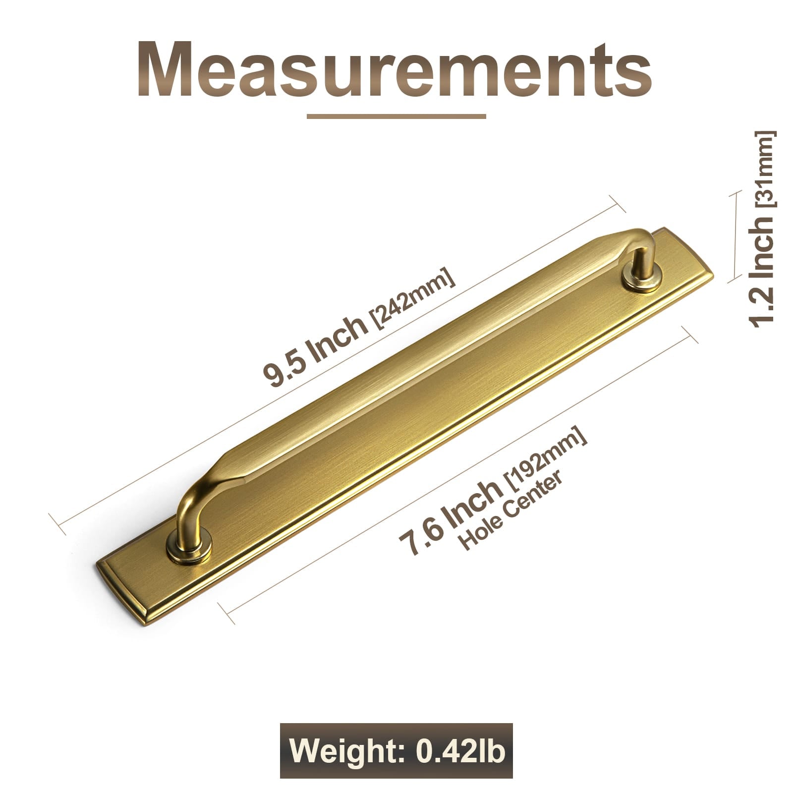 Goo-Ki 2 Pack Elegant Vintage Zinc Alloy Cabinet Handles with Long Backplate, Classic Furniture Hardware for Cabinets, Wardrobes & Dressers