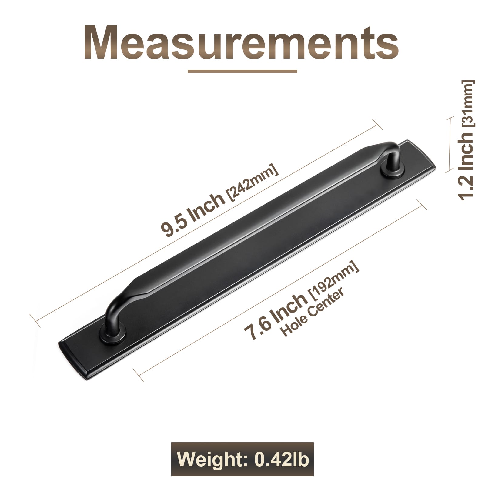 Goo-Ki 2 Pack Elegant Vintage Zinc Alloy Cabinet Handles with Long Backplate, Classic Furniture Hardware for Cabinets, Wardrobes & Dressers