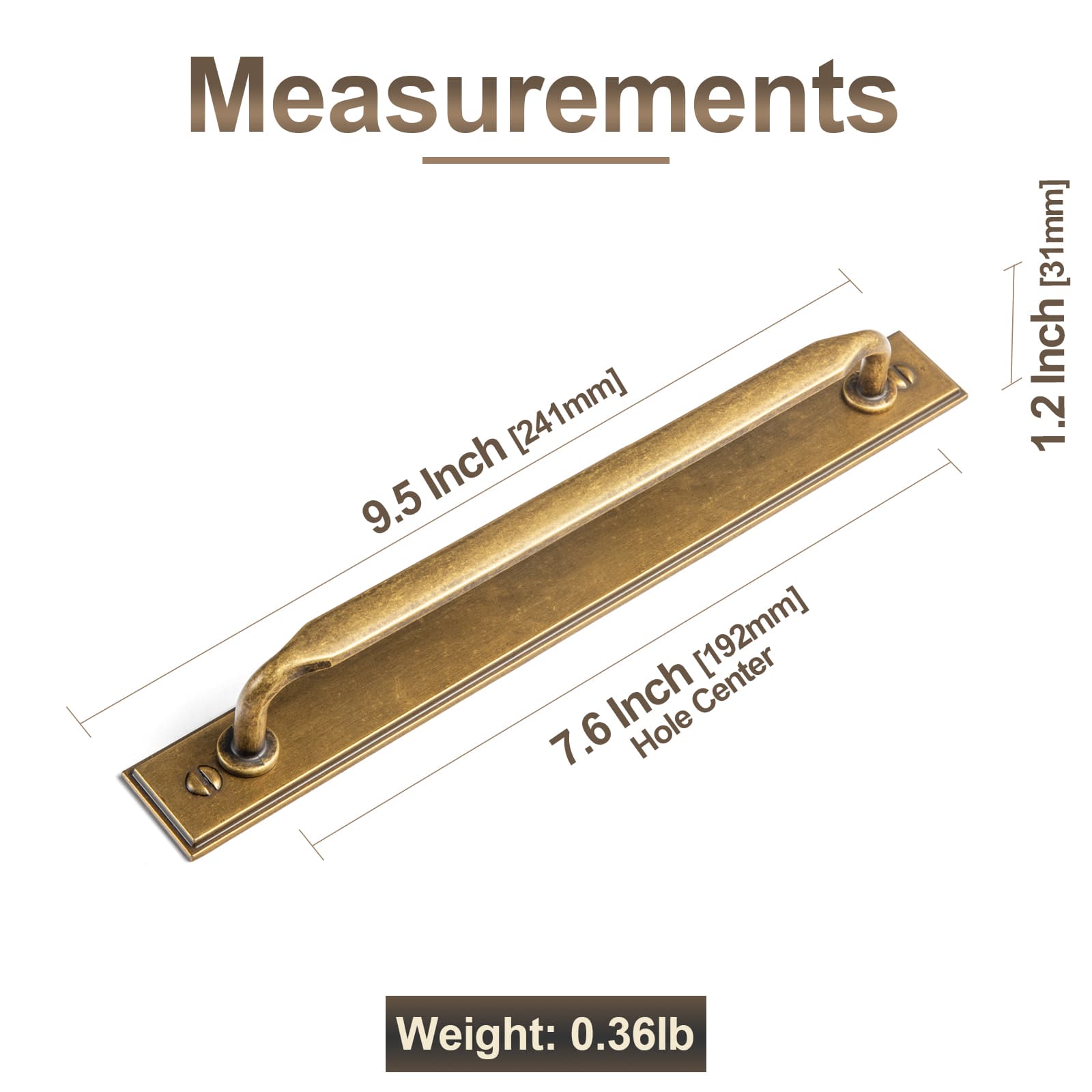 Goo-Ki 2 Pack Elegant Vintage Zinc Alloy Cabinet Handles with Long Backplate, Classic Furniture Hardware for Cabinets, Wardrobes & Dressers
