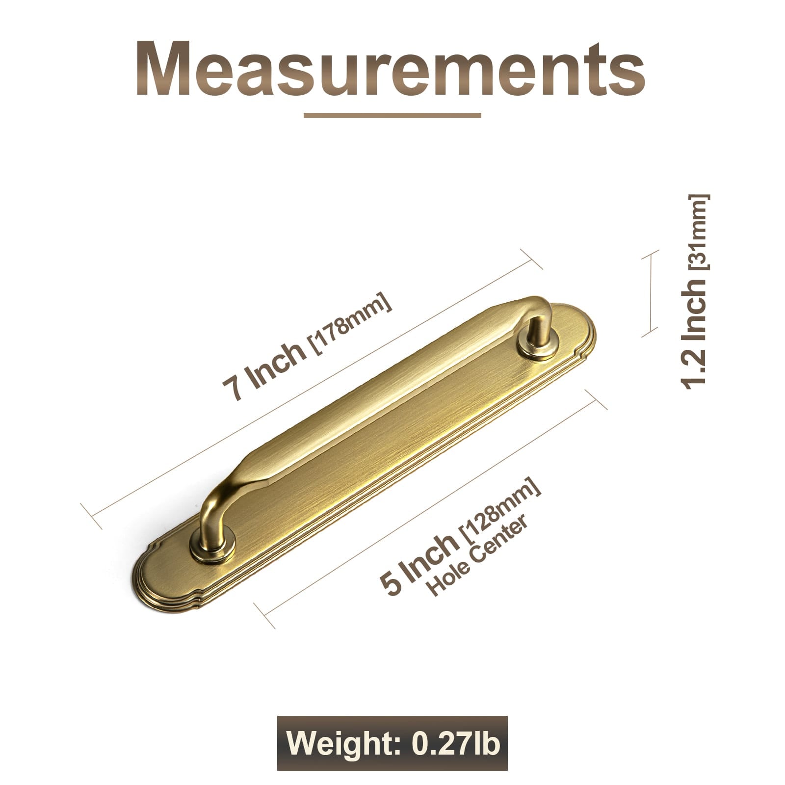 Goo-Ki 2 Pack Elegant Vintage Zinc Alloy Cabinet Handles with Long Backplate, Classic Furniture Hardware for Cabinets, Wardrobes & Dressers