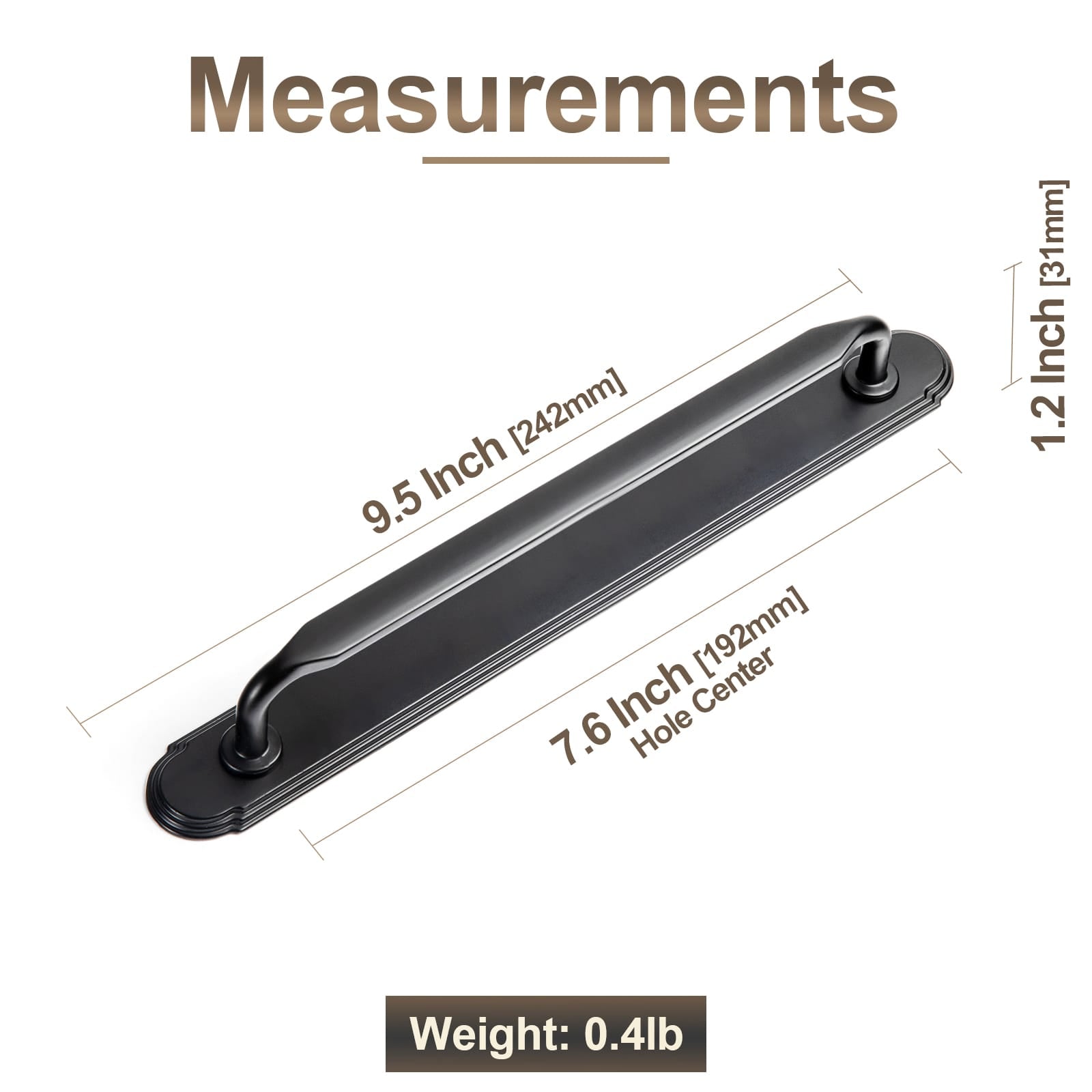Goo-Ki 2 Pack Elegant Vintage Zinc Alloy Cabinet Handles with Long Backplate, Classic Furniture Hardware for Cabinets, Wardrobes & Dressers
