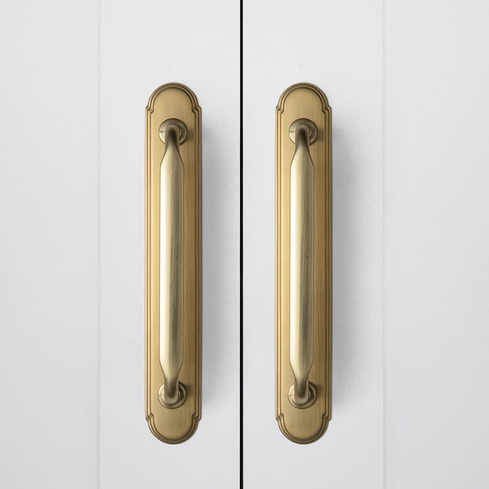 Goo-Ki 2 Pack Elegant Vintage Zinc Alloy Cabinet Handles with Long Backplate, Classic Furniture Hardware for Cabinets, Wardrobes & Dressers