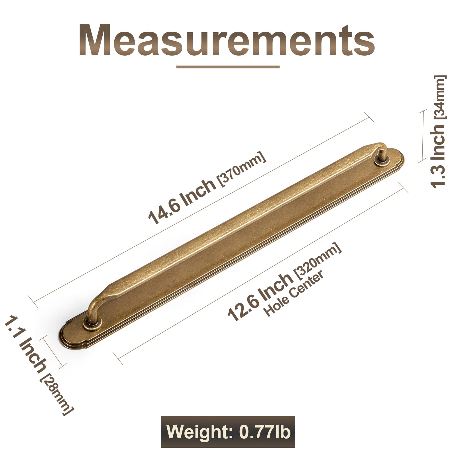 Goo-Ki 2 Pack Elegant Vintage Zinc Alloy Cabinet Handles with Long Backplate, Classic Furniture Hardware for Cabinets, Wardrobes & Dressers