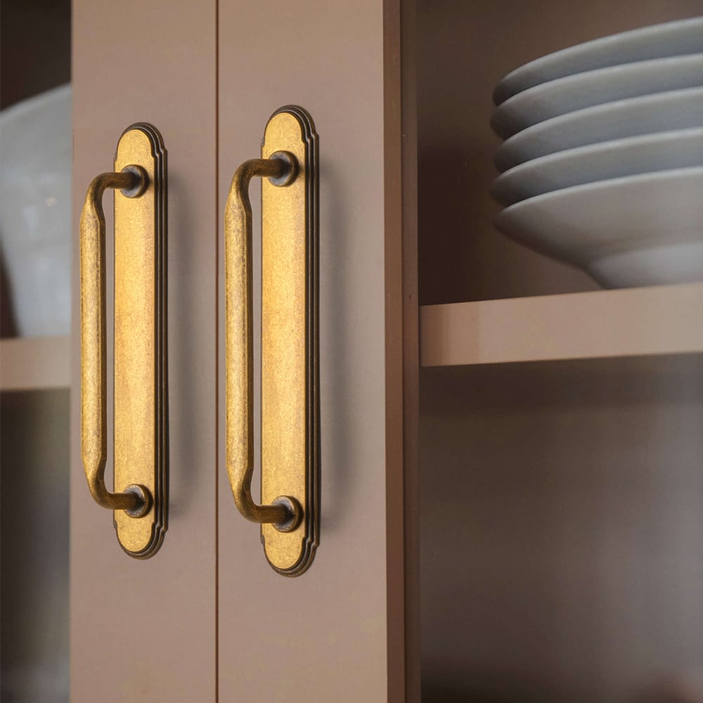Goo-Ki 2 Pack Elegant Vintage Zinc Alloy Cabinet Handles with Long Backplate, Classic Furniture Hardware for Cabinets, Wardrobes & Dressers