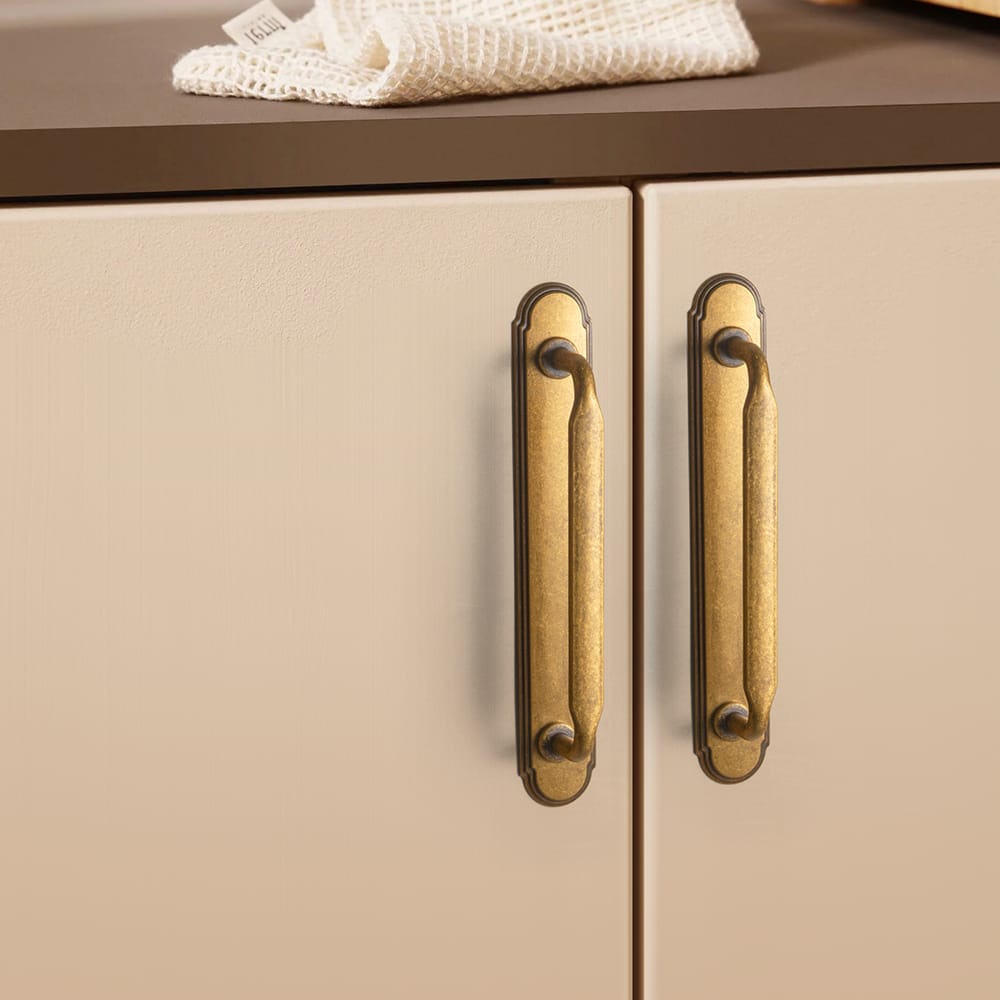 Goo-Ki 2 Pack Elegant Vintage Zinc Alloy Cabinet Handles with Long Backplate, Classic Furniture Hardware for Cabinets, Wardrobes & Dressers