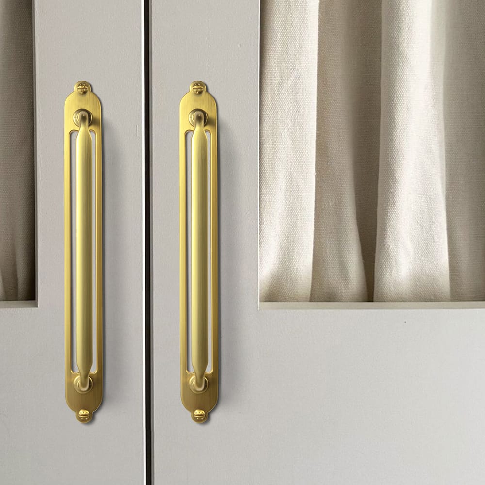 Goo-Ki 2 Pack Elegant Vintage Zinc Alloy Cabinet Handles with Long Backplate, Classic Furniture Hardware for Cabinets, Wardrobes & Dressers