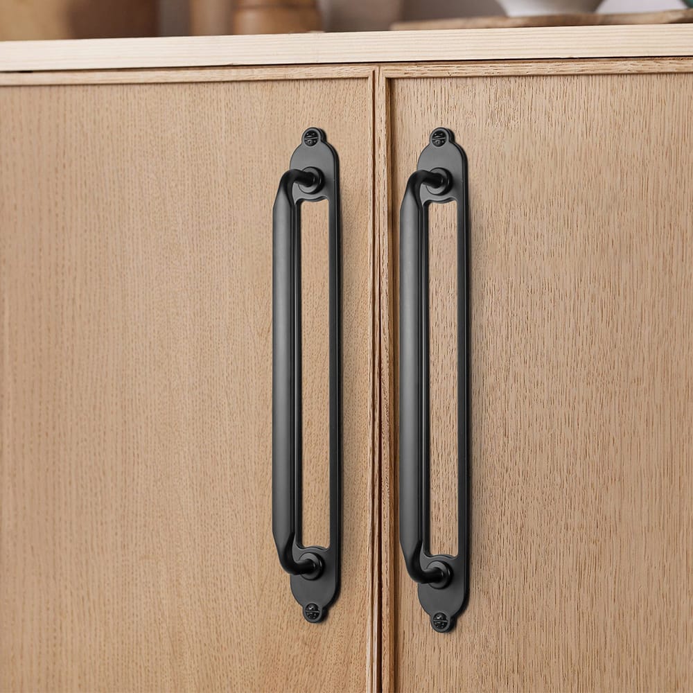 Goo-Ki 2 Pack Elegant Vintage Zinc Alloy Cabinet Handles with Long Backplate, Classic Furniture Hardware for Cabinets, Wardrobes & Dressers