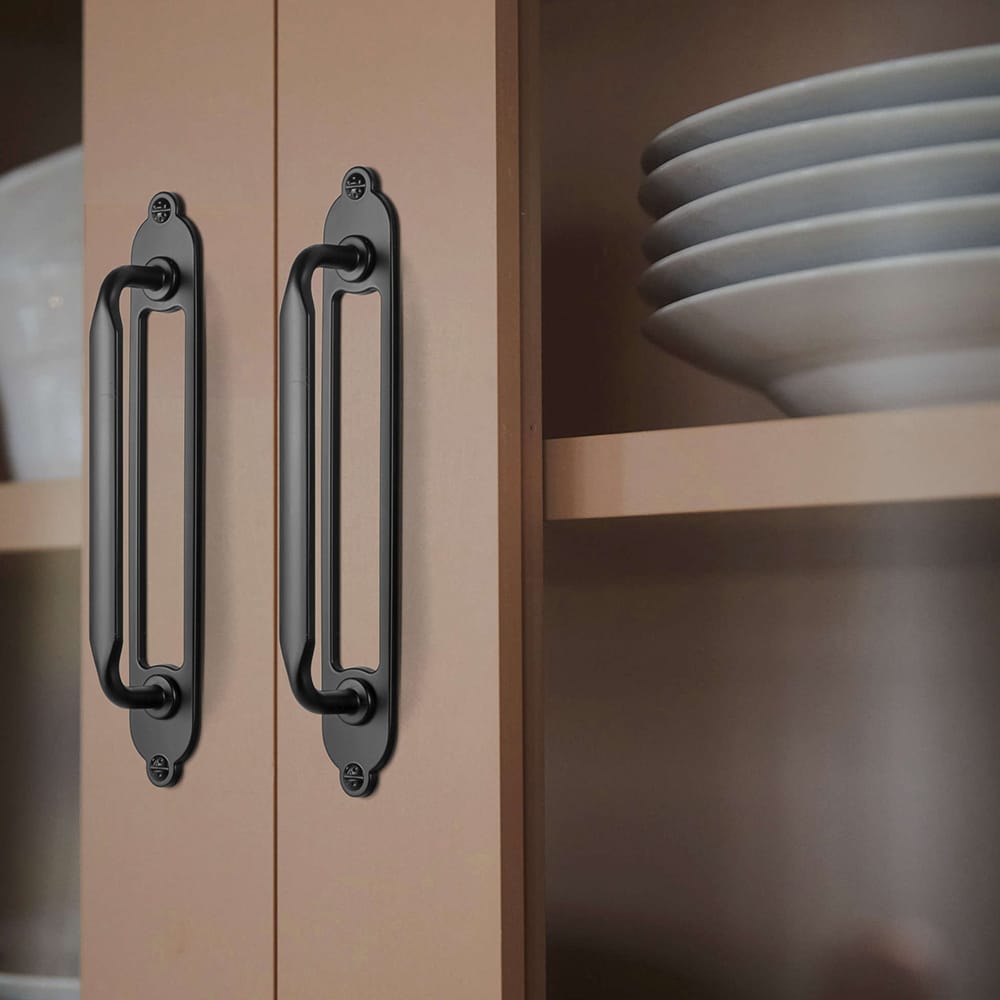 Goo-Ki 2 Pack Elegant Vintage Zinc Alloy Cabinet Handles with Long Backplate, Classic Furniture Hardware for Cabinets, Wardrobes & Dressers
