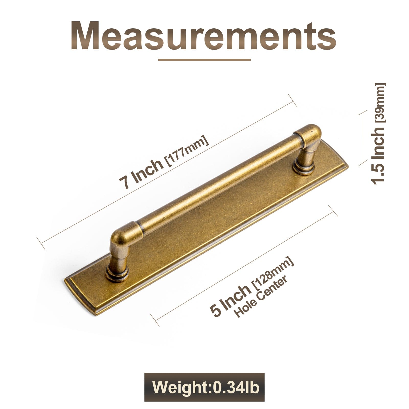 Goo-Ki 2 Pack Industrial Pipe - Shaped Zinc Alloy Cabinet Pulls with Back Plate Set