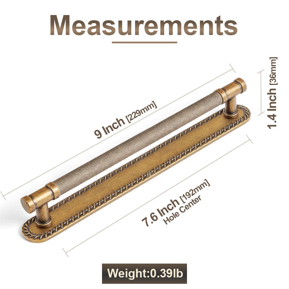 Goo-Ki 2 Pack Knurled Metal Alloy Vintage Bronze Bar Pull with Back Plate Kitchen Hardware