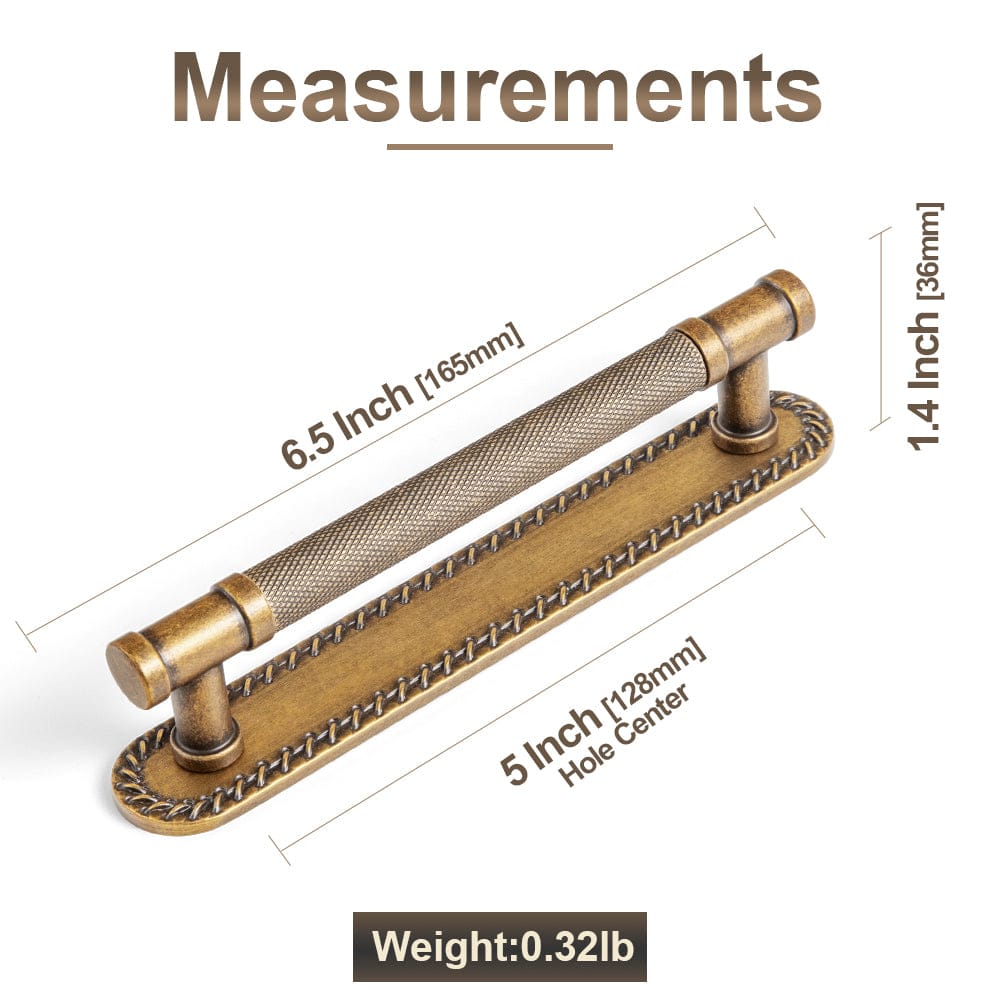 Goo-Ki 2 Pack Knurled Metal Alloy Vintage Bronze Bar Pull with Back Plate Kitchen Hardware