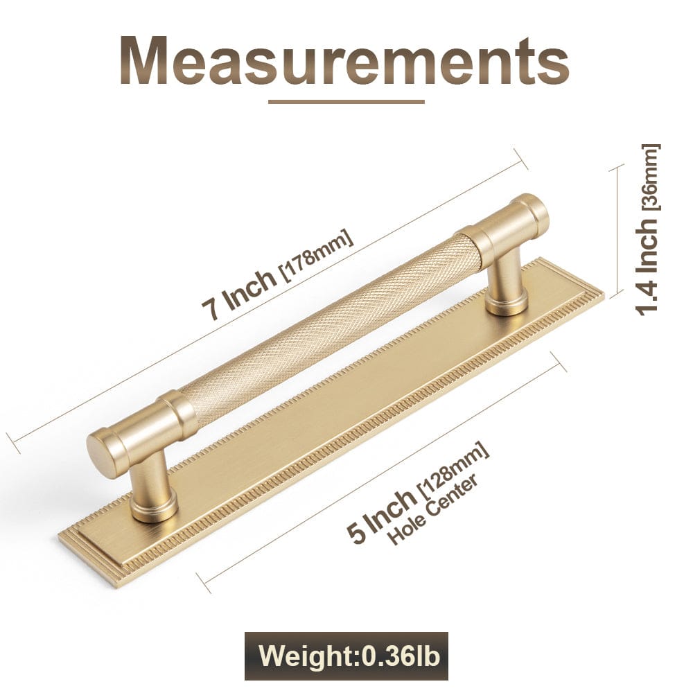 Goo-Ki 2 Pack Knurled Metal Alloy Vintage Bronze Bar Pull with Back Plate Kitchen Hardware