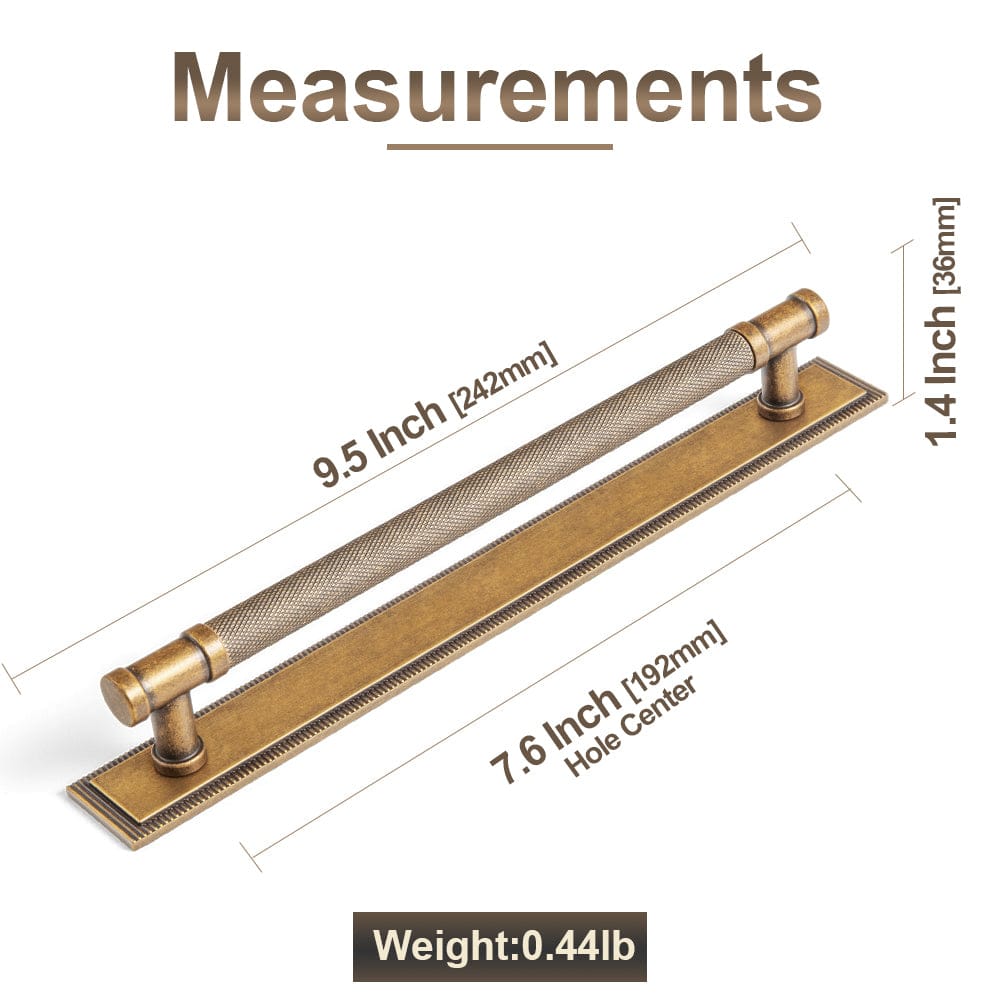 Goo-Ki 2 Pack Knurled Metal Alloy Vintage Bronze Bar Pull with Back Plate Kitchen Hardware
