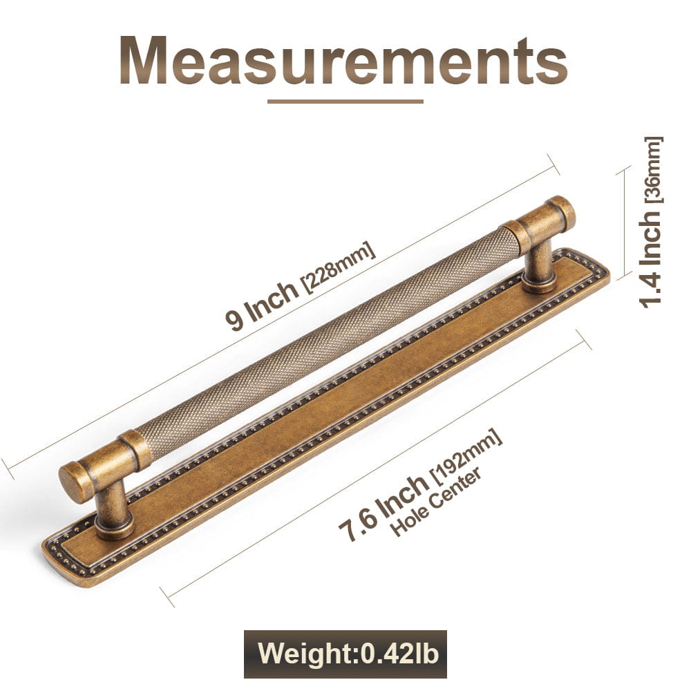 Goo-Ki 2 Pack Knurled Metal Alloy Vintage Bronze Bar Pull with Back Plate Kitchen Hardware