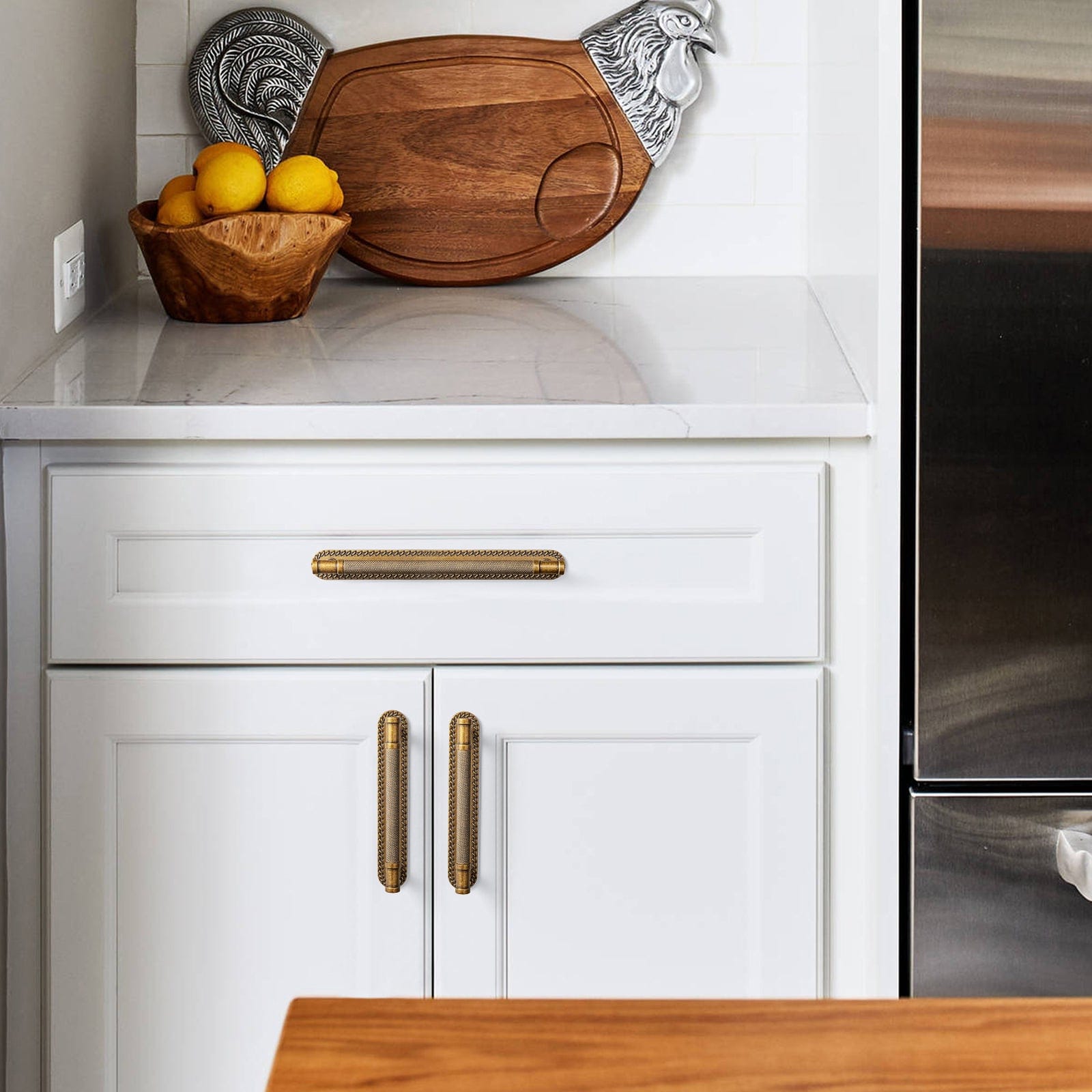 Goo-Ki 2 Pack Knurled Metal Alloy Vintage Bronze Bar Pull with Back Plate Kitchen Hardware