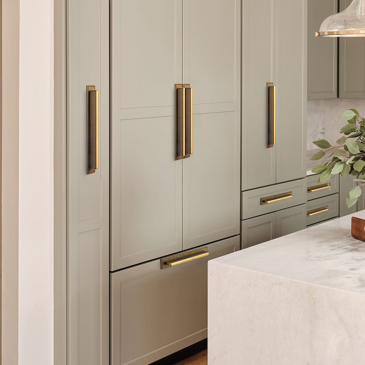 Goo-Ki 2 Pack Linear Architectural Cabinet Pull with Back Plate Textured Grid Cabinet Hardware
