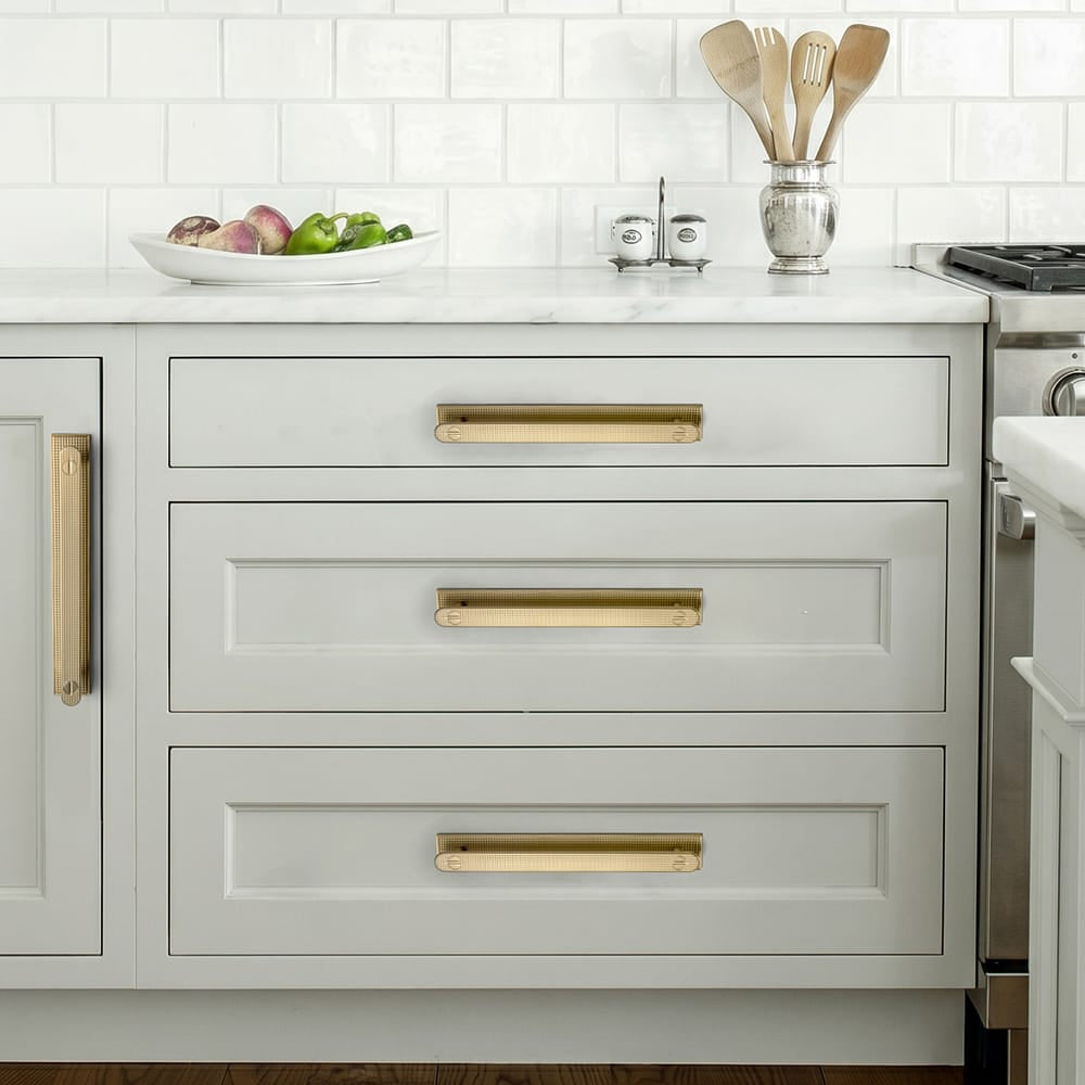 Goo-Ki 2 Pack Mid-Century Cabinet Pulls, Zinc Alloy Drawer Handles with Embossed Grid Backplate, Kitchen & Furniture Replacement Hardware