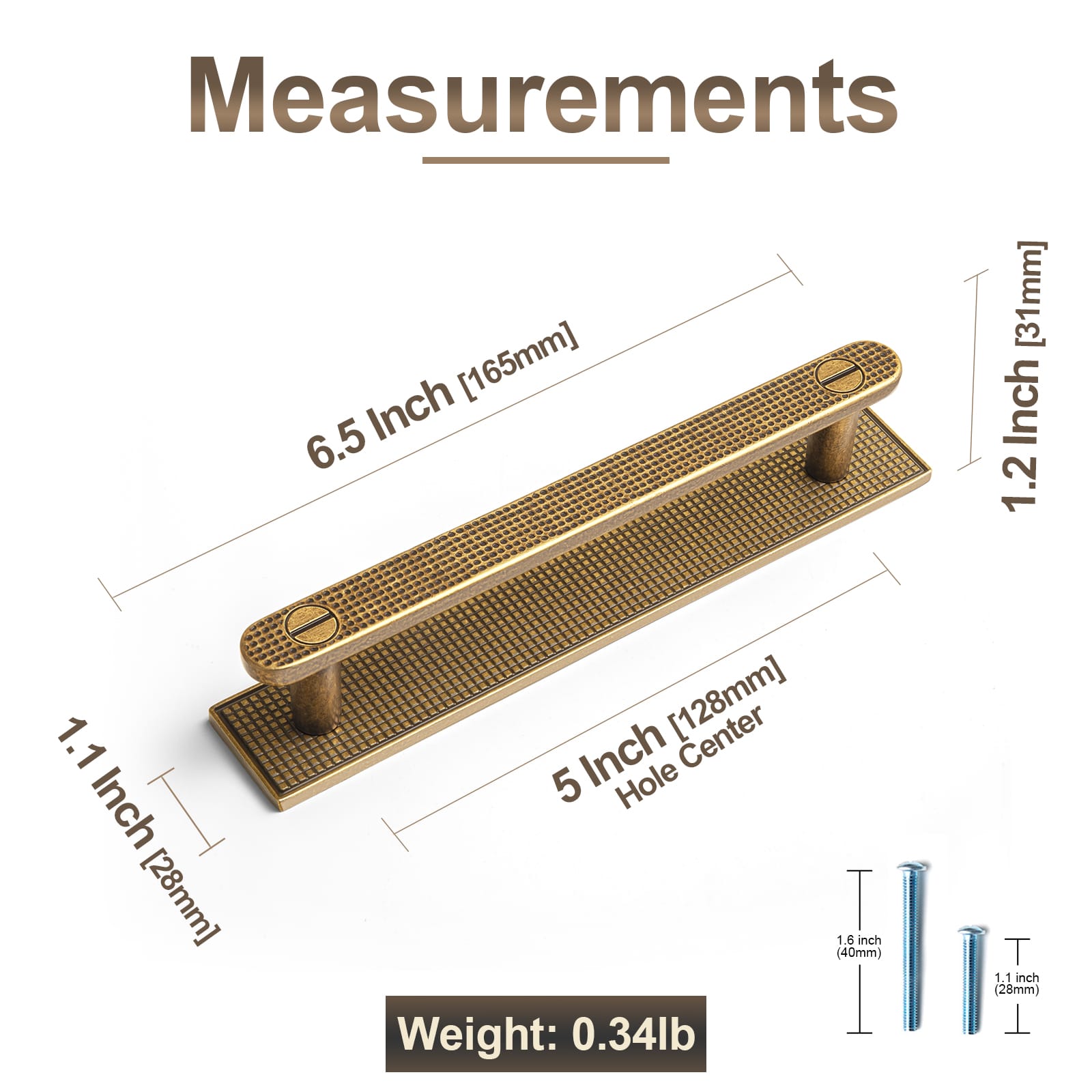 Goo-Ki 2 Pack Mid-Century Cabinet Pulls, Zinc Alloy Drawer Handles with Embossed Grid Backplate, Kitchen & Furniture Replacement Hardware