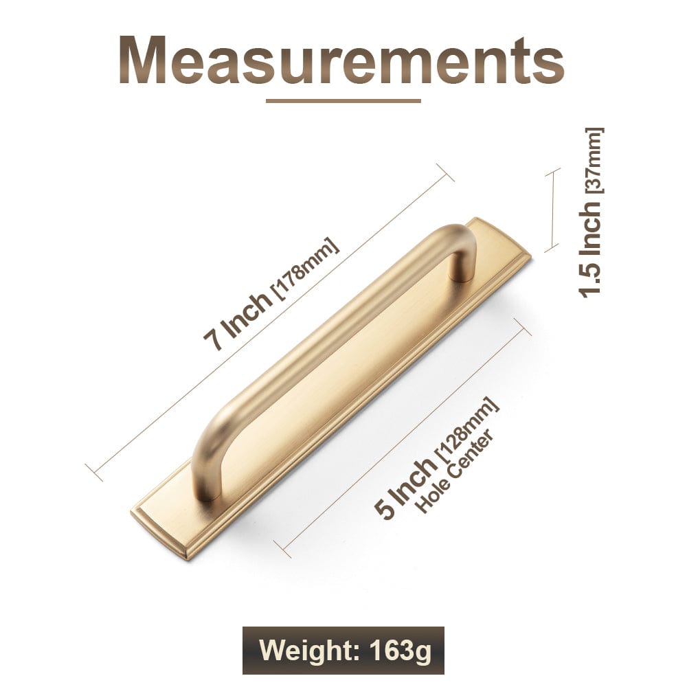 Goo-Ki 2 Pack Modern Geometric Zinc Alloy Cabinet Pulls with Back Plate Sleek Curved Sturdy Cabinet Handles