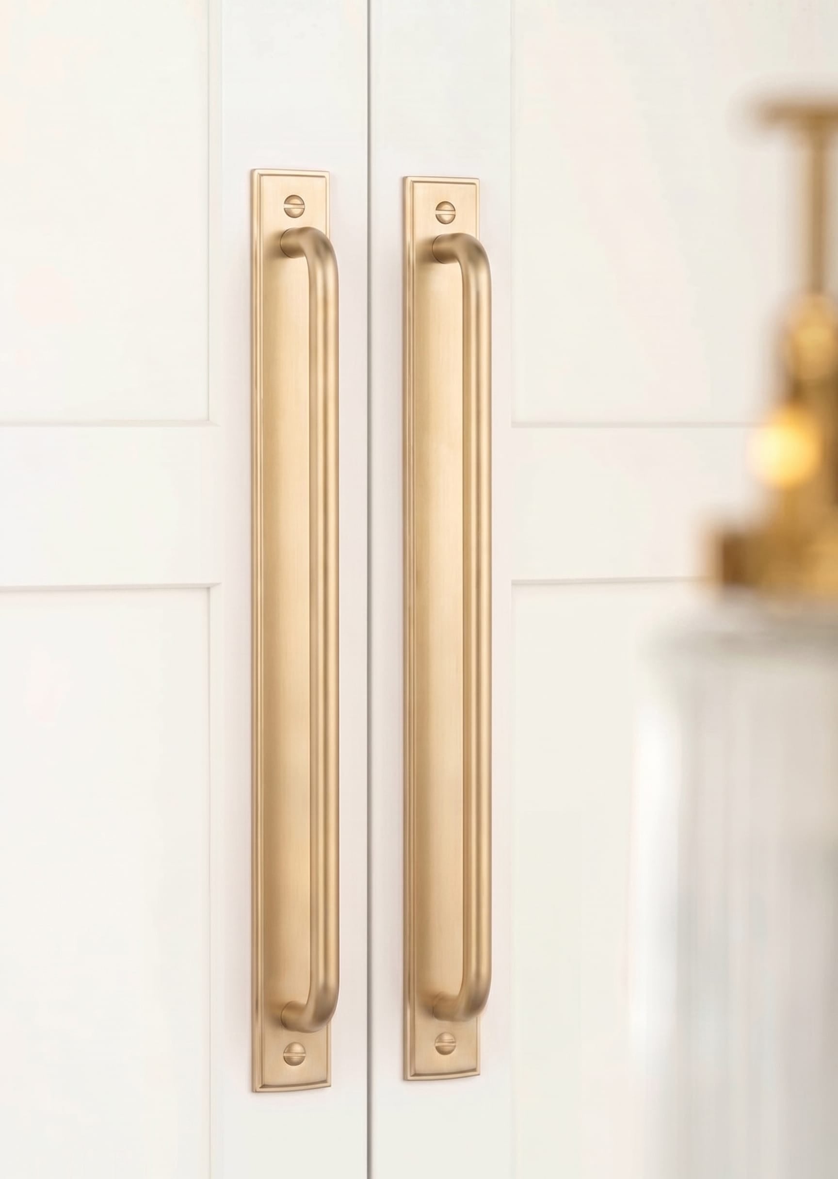 Goo-Ki 2 Pack Modern Geometric Zinc Alloy Cabinet Pulls with Back Plate Sleek Curved Sturdy Cabinet Handles