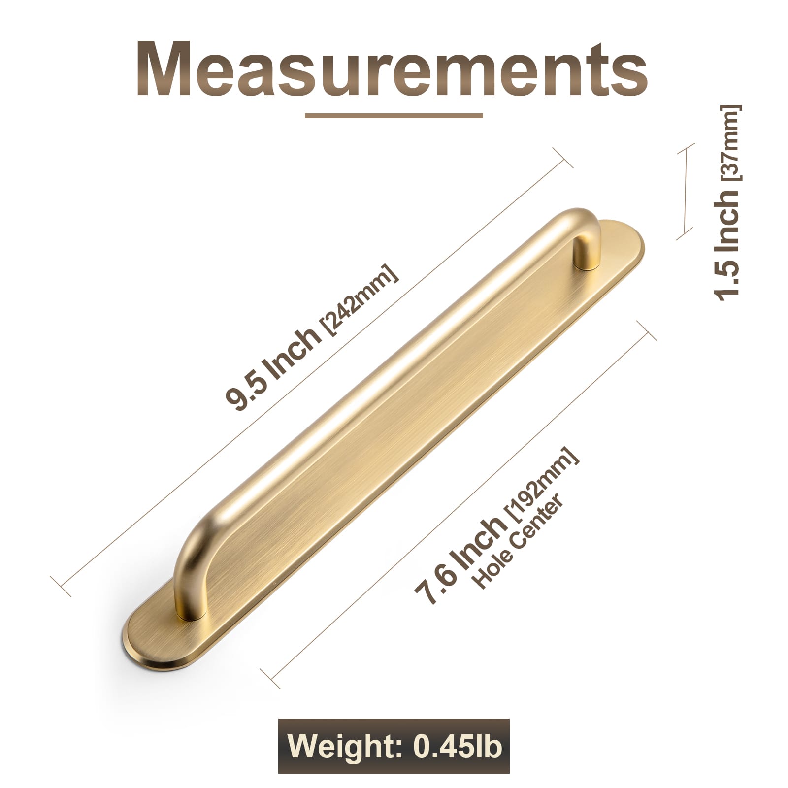 Goo-Ki 2 Pack Modern Geometric Zinc Alloy Cabinet Pulls with Back Plate Sleek Curved Sturdy Cabinet Handles