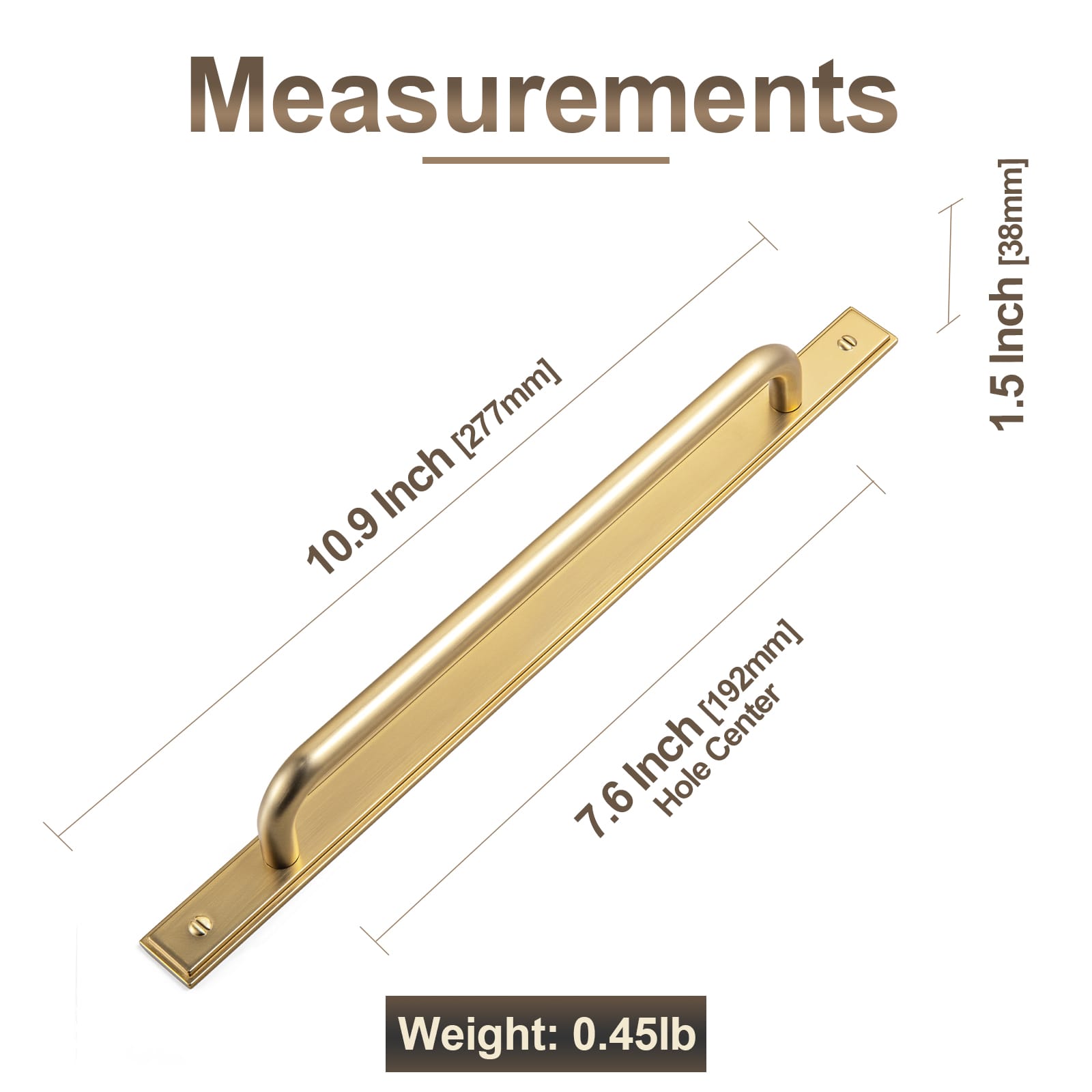 Goo-Ki 2 Pack Modern Geometric Zinc Alloy Cabinet Pulls with Back Plate Sleek Curved Sturdy Cabinet Handles