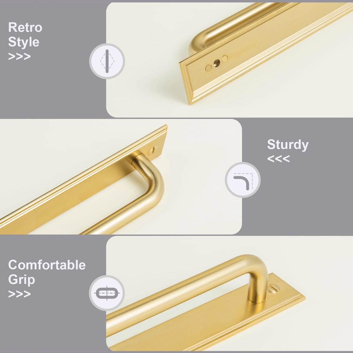 Goo-Ki 2 Pack Modern Geometric Zinc Alloy Cabinet Pulls with Back Plate Sleek Curved Sturdy Cabinet Handles