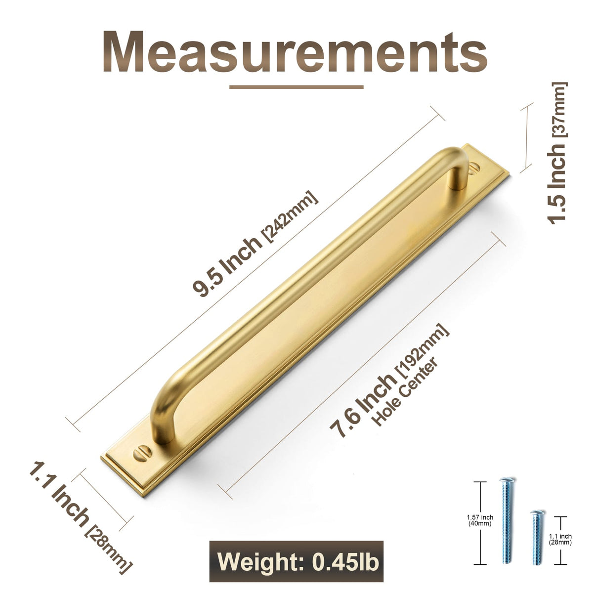 Goo-Ki 2 Pack Modern Geometric Zinc Alloy Cabinet Pulls with Back Plate Sleek Curved Sturdy Cabinet Handles