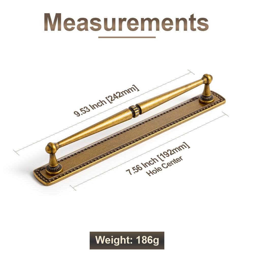 Goo-Ki 2 Pack Ornate Vintage Brass Drawer Pulls - Classic Cabinet Handles with Decorative Back Plates