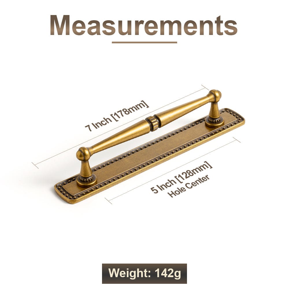 Goo-Ki 2 Pack Ornate Vintage Brass Drawer Pulls - Classic Cabinet Handles with Decorative Back Plates