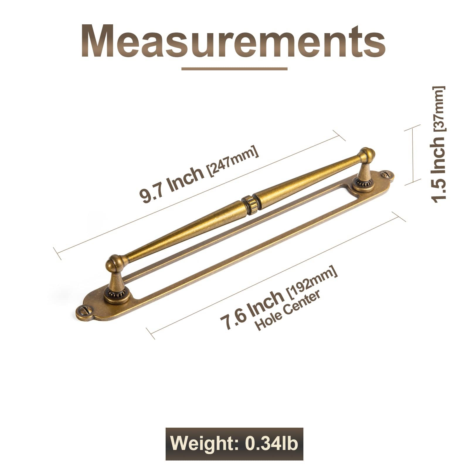 Goo-Ki 2 Pack Ornate Vintage Brass Drawer Pulls - Classic Cabinet Handles with Decorative Back Plates