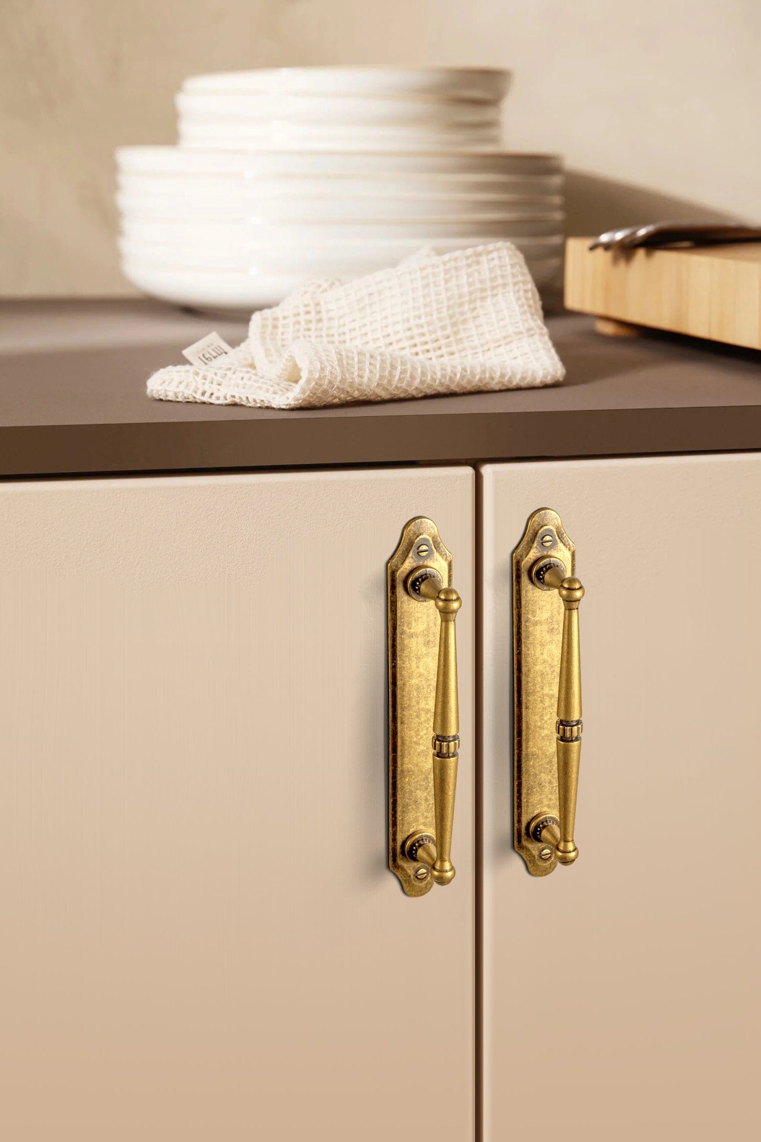 Goo-Ki 2 Pack Ornate Vintage Brass Drawer Pulls - Classic Cabinet Handles with Decorative Back Plates