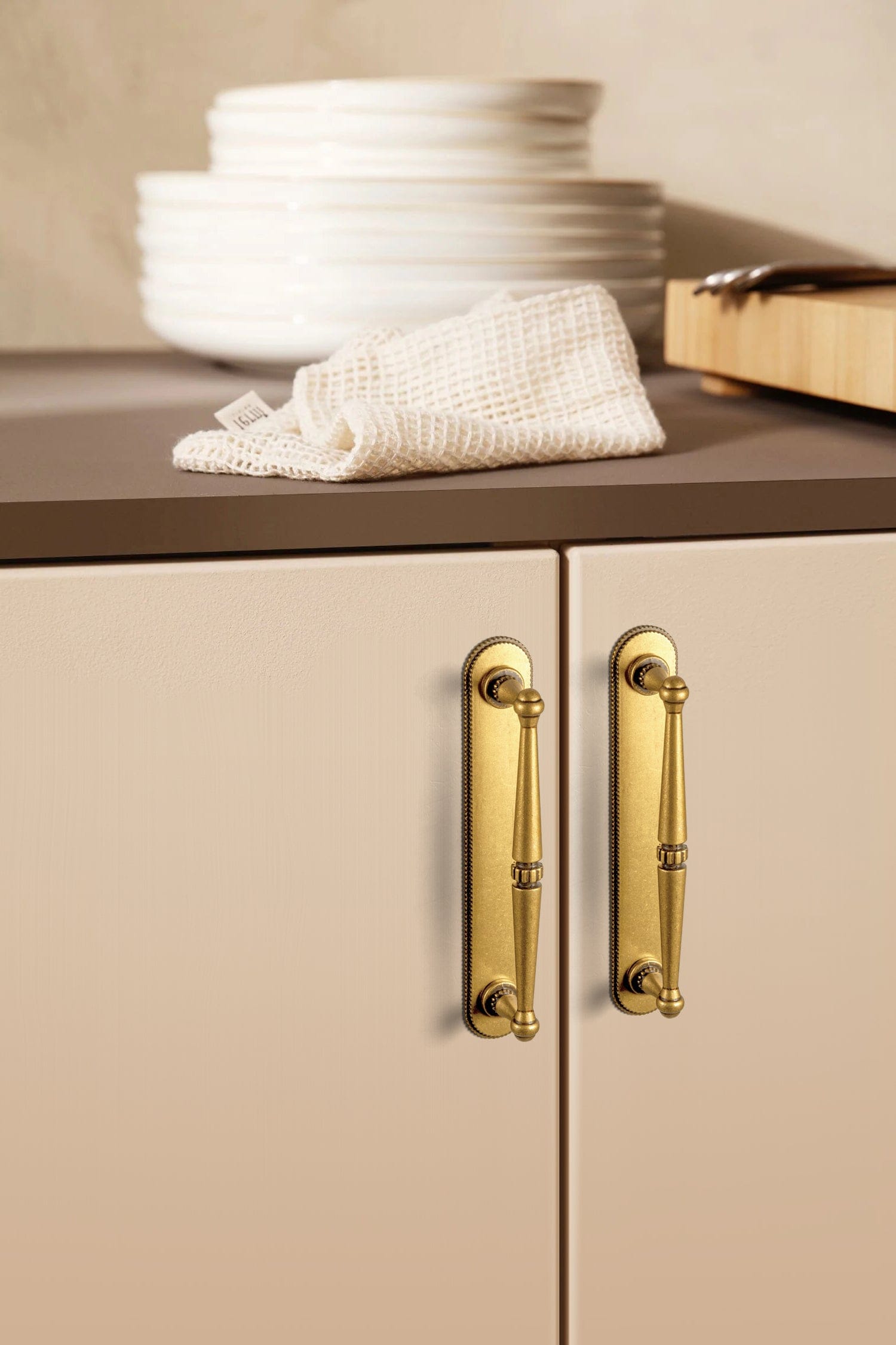 Goo-Ki 2 Pack Ornate Vintage Brass Drawer Pulls - Classic Cabinet Handles with Decorative Back Plates