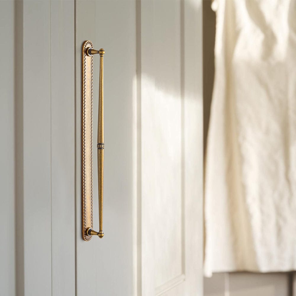 Goo-Ki 2 Pack Ornate Vintage Brass Drawer Pulls - Classic Cabinet Handles with Decorative Back Plates