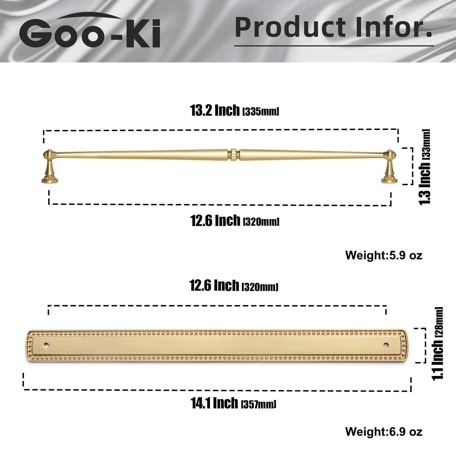 Goo-Ki 2 Pack Ornate Vintage Brass Drawer Pulls - Classic Cabinet Handles with Decorative Back Plates
