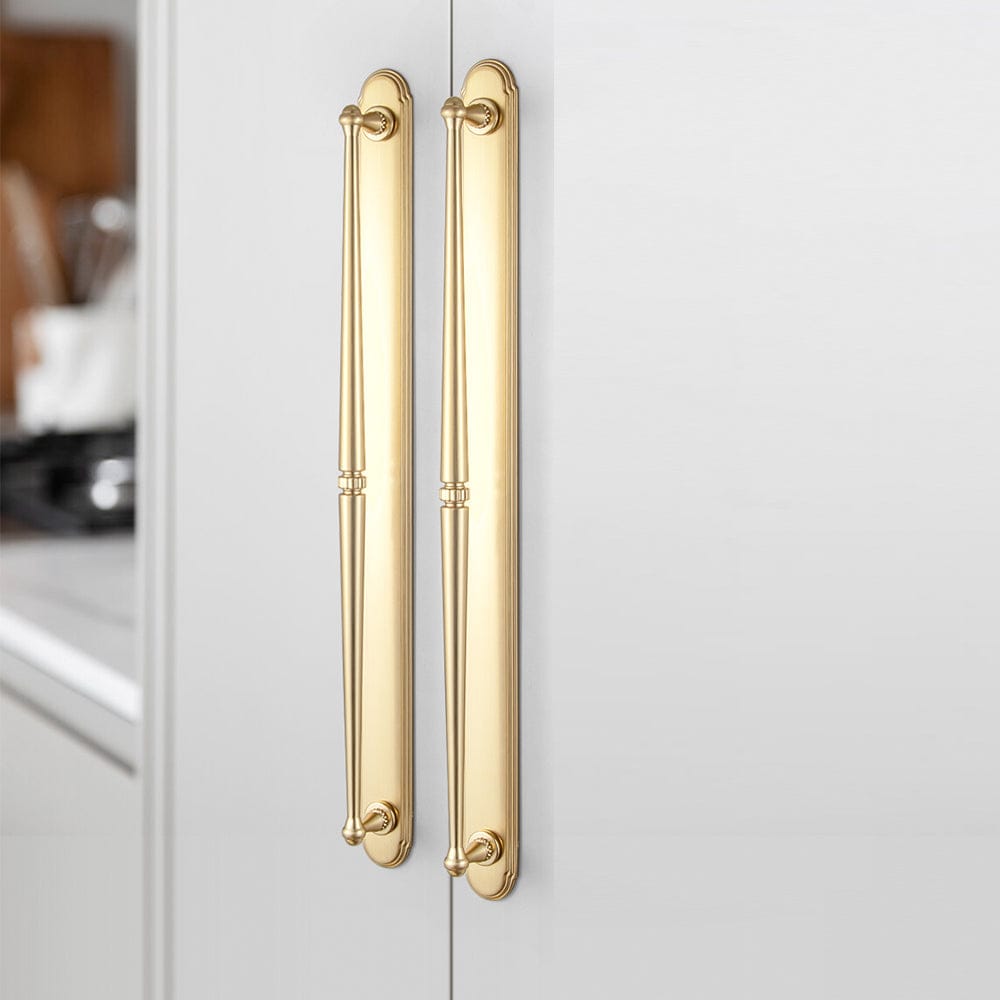 Goo-Ki 2 Pack Ornate Vintage Brass Drawer Pulls - Classic Cabinet Handles with Decorative Back Plates