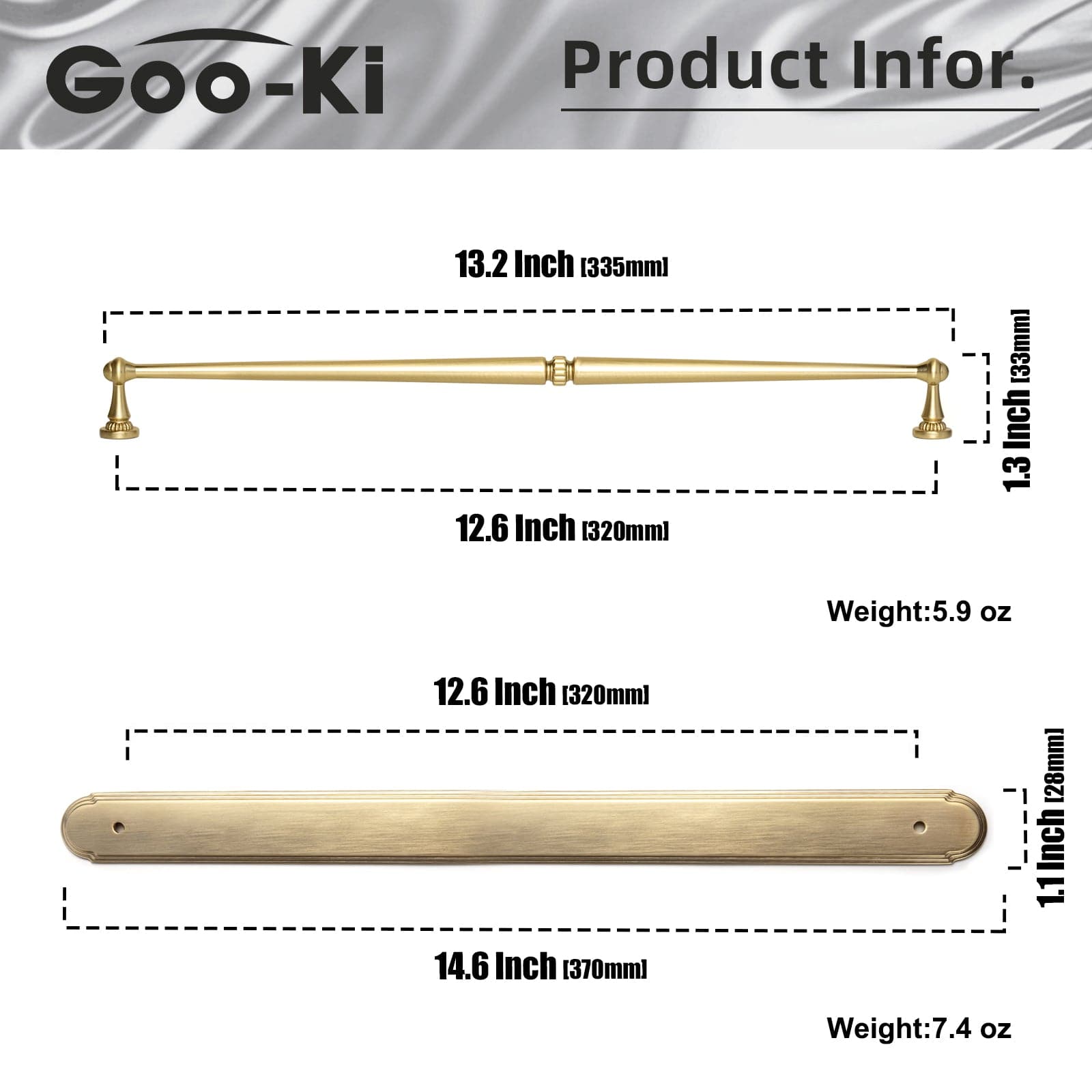 Goo-Ki 2 Pack Ornate Vintage Brass Drawer Pulls - Classic Cabinet Handles with Decorative Back Plates