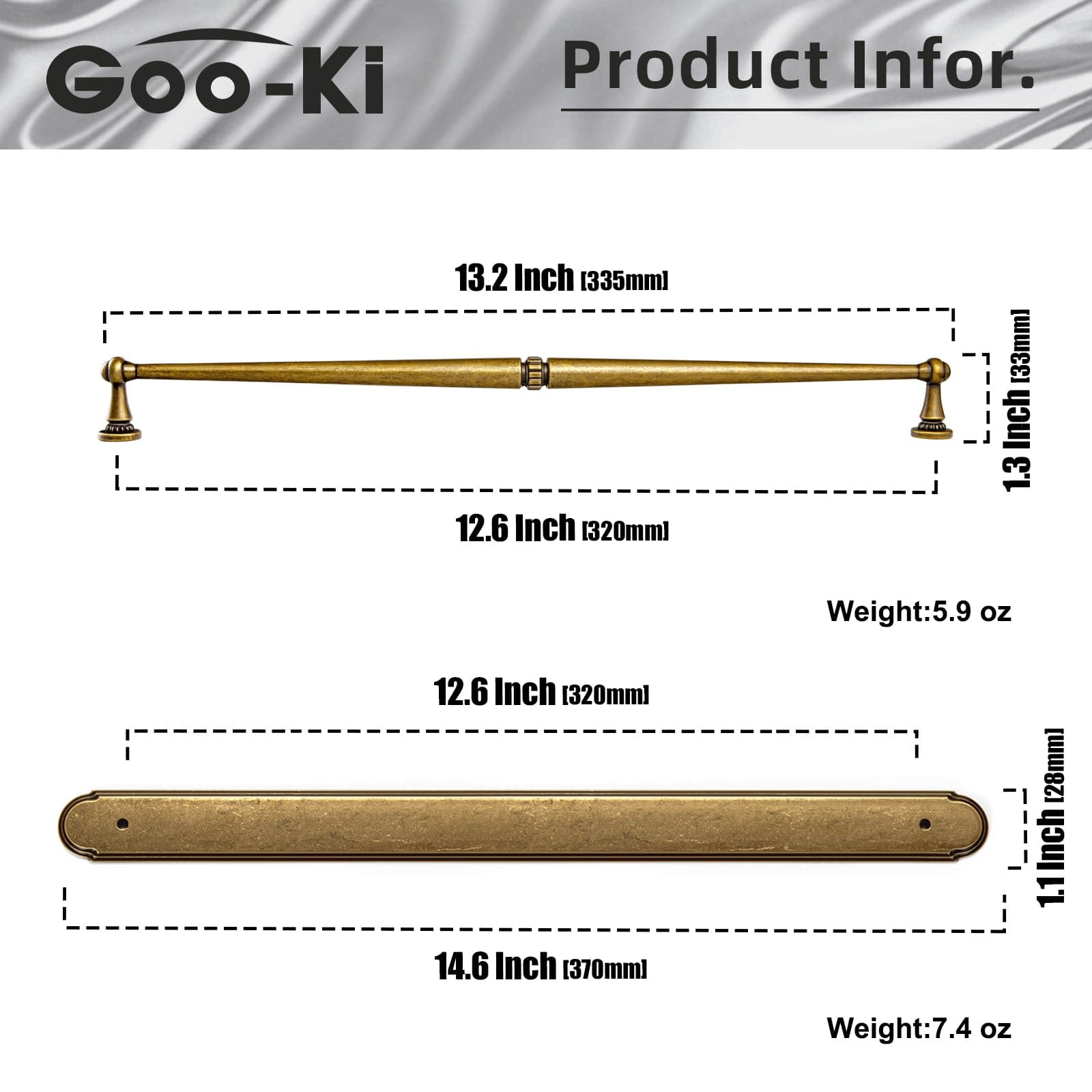 Goo-Ki 2 Pack Ornate Vintage Brass Drawer Pulls - Classic Cabinet Handles with Decorative Back Plates